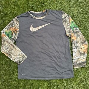 Nike Long Sleeve Legend RealTree Tee Dri-Fit Camouflage Athletic Shirt XL RARE